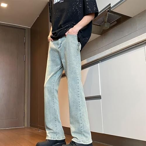 Mens Jeans Stylish Washed Straight Fit Stretch Pants Teen Boys Vintage Denim Sweat Pants Casual Streetwear Jeans Soft2