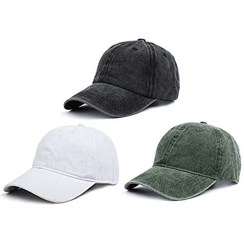 Image of HH HOFNEN Baseball Cap Washed Cotton Unstructured Vintage Hat for Men Women | Unisex Sports Ball Caps Sun Protection Adjustable Outdoor Curved-Brim Dad Hat Classic Plain Cap