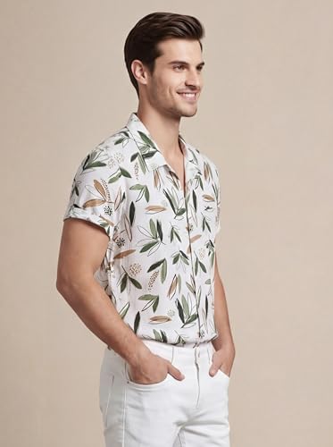 Image of GRECIILOOKS Shirts for Mens | Stylish Shirt for Summer and Vacation | Casual Printed Outfit Men | Trendy Button Down Reguler fit Men`s Shirt | Comfort Rich Formal Shirts