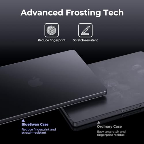 Image of BlueSwan Matte Case Compatible for MacBook Pro 16 inch M5 2026 2025-2021 M4 M3 M2 M1 Pro /Max Chip, A3429 A3428 A3403 A3186 A2991 A2780 A2485, Ultra-Thin Hard Shell Protective Cover, Space Black Clear