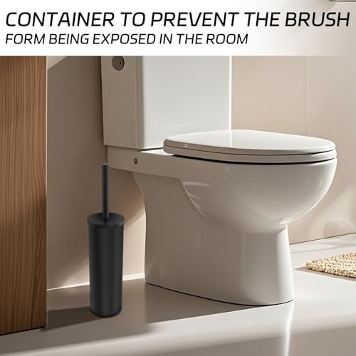 Image of Stainless Steel Toilet Brush with Holder Set for Bathroom Storage and Organization Toilet Bowl Cleaner Brush and Holder (1, Black)