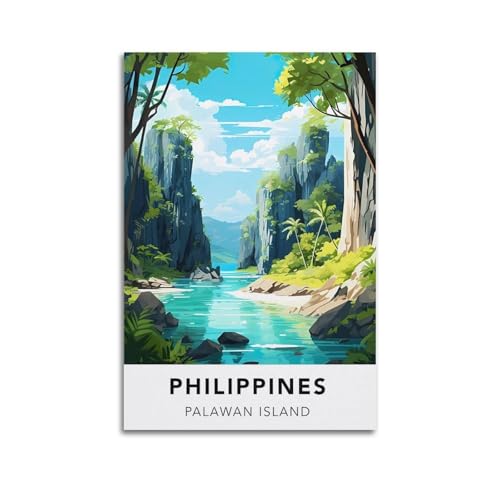JJUPUV Affiche murale vintage sur toile de l'île de Palawan aux Philippines - Décoration murale d'intérieur : salon - 20 x 30 cm