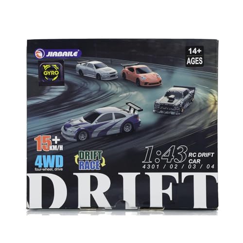 Image of FEXXA 1 /43 Scale RC Drift Race Car Gyro 4WD Ready to Go Mini Remote Control Car High Speed Model (1:43 RC Drift Dodge Charger SRT-Black)
