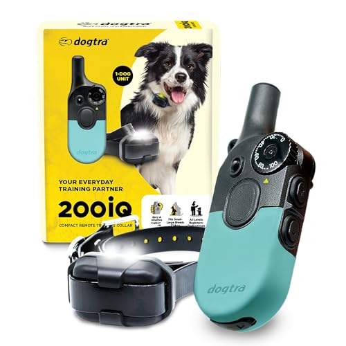 Image of Dogtra 200iQ Remote Training E Collar - 100 Levels, Tone, Vibration, 1 /2 Mile Range - Compact, Waterproof, One-Handed Control for Dogs 10 lbs+ - Lightweight Daily Training - Slip Resistant Teal