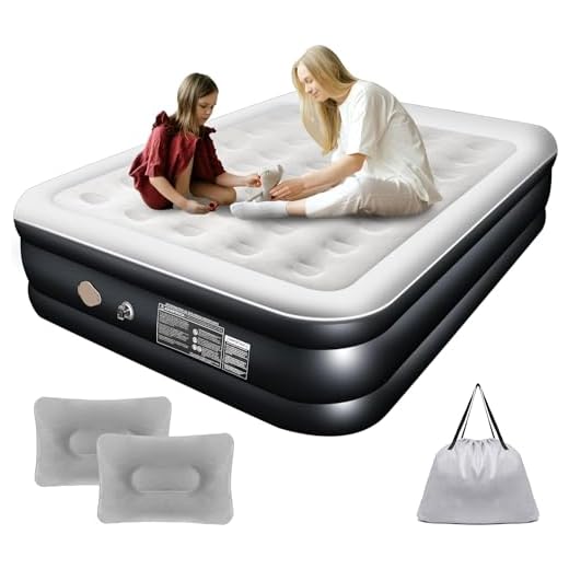 Colchão de ar Queen 2,05 * 1,55M com Bomba de ar Elétrica Recarregável Embutida, Design Hermético com Inflação e Deflação Rápidas e Automáticas, para Casa, Viagens e Acampamentos (Preto e Branco)