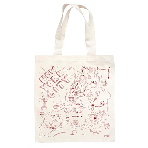 MAPTOTE Grocery Canvas Tote - Reusable Cotton Canvas Bag for Shopping Daily Errands Beach Trips and Travel - Screenprinted Earth Friendly and Made in USA - Map Style New York City