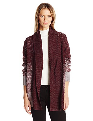 Jason Maxwell Women's L/s Turnback Collar Ombre Stripe Cardigan Sweater