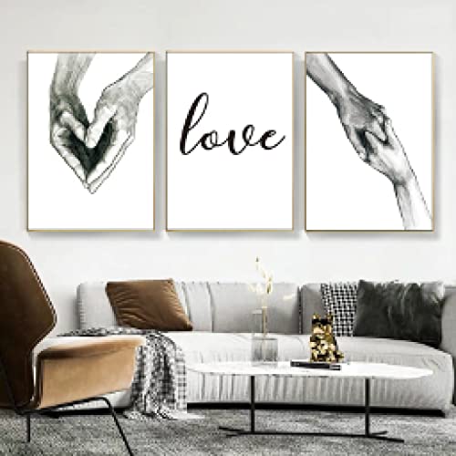 Pintura de manos enamoradas en lienzo de alta definición estilo nórdico sin marco