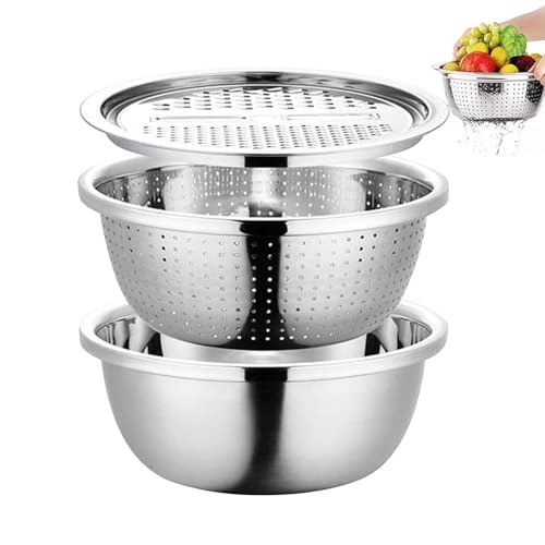 Acero Inoxidable De Cáscara De Lavado De Verduras | Tazón De Tamiz Con Drenaje Para La Cocina | Hoja De Frutas Con Tamiz, Ensaladera, Tamiz De Pasta, Tamiz De Arroz, Tamiz De Cocina, Tazón De Goteo Co