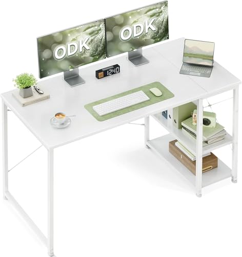 ODK Kleiner Tisch mit Regal, 120×48 cm, Weiß – Ansicht 1
