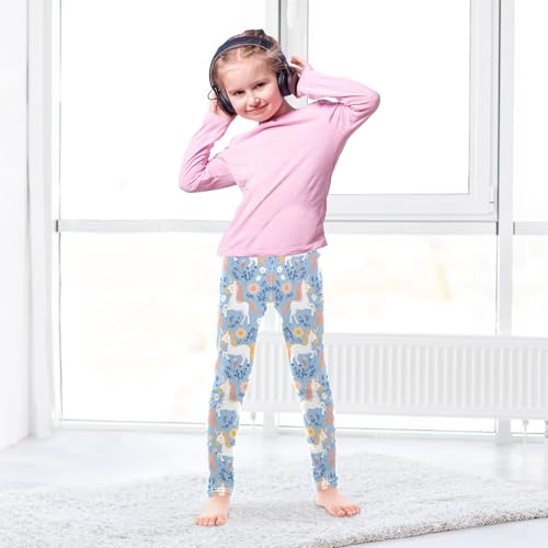Flowers Unicorn Print Girls Leggings Soft Stretch Workout Yoga Dance Pants for Kids Casual Tights4