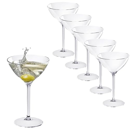 VIRSUS 6 Coppe da Martini Trasparente 5007, capacità 300 cc, Calici Infrangibili e Riutilizzabili, lavabili in lavastoviglie, 100% Riciclabili, Unglassy, per Gelato, Cocktail, Prosecco