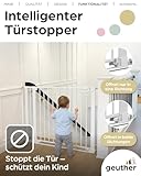 Geuther Türschutzgitter Easylock Flatstep Schwarz I Treppenschutzgitter zum Klemmen oder Bohren I Breite 118-125 cm I Türschutz für Ihr Baby & Haustier I Kinderschutzgitter beidseitig öffnend