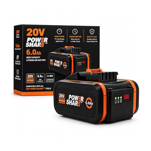 20V 6.0Ah Battery Compatible with WORX PowerShare System WA3645 Li-Ion Replacement Battery with LED Indicator High Performance & Long Runtime
