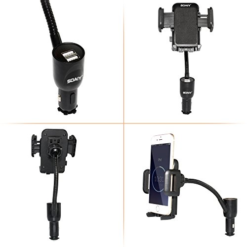 SOAIY-Soporte Universal 3-en-1 para Coche con Cargador Dual USB, batería de automóvil LED 3.1A, Compatible con Smarthpones, iPhone, Samsung - imagen 7