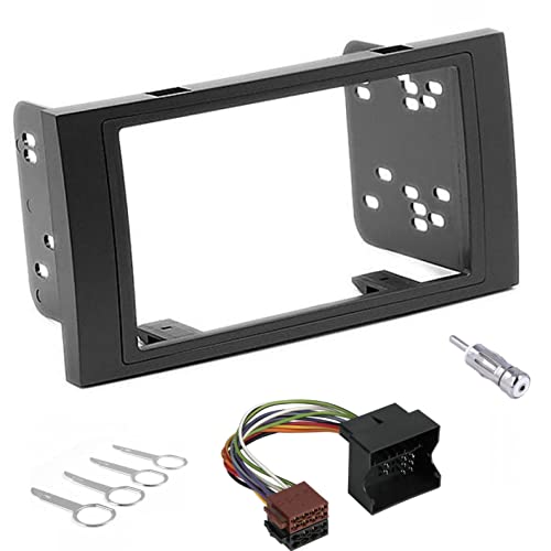 Sound-way Double DIN Car Radio Front Panel Frame, ISO Connector Cable, Antenna Adapter, Release keys, compatible with FORD Focus II, C-Max, S-Max, Fusion, Transit 2006-2011, Fiesta Galaxy 2006