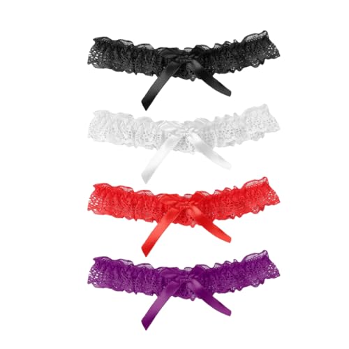 4 Pcs Hochzeit Strumpfband für Braut Braut Spitze Bowknot Strumpfband Gürtel Bein Ring Braut Strumpfband für Braut Classic Handgemachte Stretch...