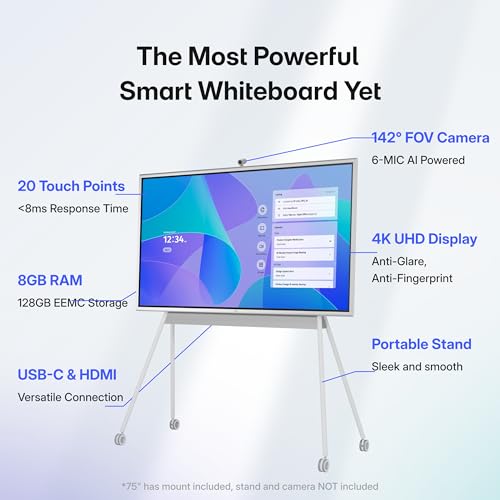 Image of Vibe S1 75 Inch All-in-One Smart Board, 250+Apps, 4K UHD, Conference Device | 75 inch Interactive Whiteboard, Precise 20-Point Touch, Annotation and Collaboration, for Office, Conference Rooms and Classrooms