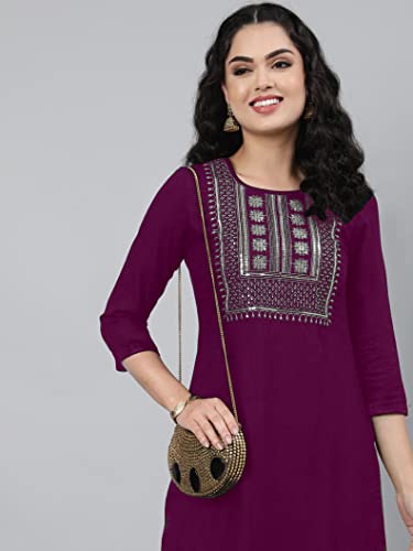 Image of Femvy Women's Rayon Solid Regular Kurti