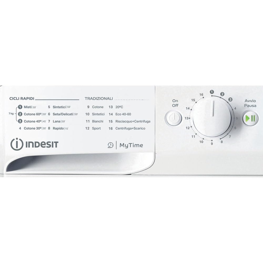 INDESIT MTWC 71296 W IT - Lavatrice 7 kg con Carica Frontale, 16 Programmi, Centrifuga 1200 Giri, Partenza Ritardata e Motore Inverter - Elettrodomestici per la Casa, Classe A, 59,5Lx85Hx54P