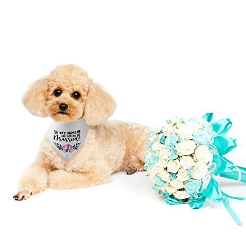 HACRAHO Hunde-Hochzeits-Bandana, 2 Stück Weiß My Humans Are Getting Married Dog Bandana She Said Yes Triangel-Hundebandana-Schal mit Blumenmuster für Hundeliebhaber-Geschenke