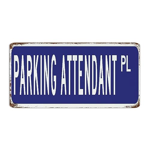 Autravelco Panneau en métal bleu marine avec inscription « Parking Attendant » - Pour décoration d'intérieur - 15,2 x 30,5 cm