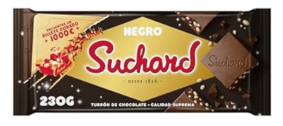 Suchard Turrón de Chocolate Negro con Arroz Inflado  Tradicional Delicia Navideña  Crujiente y Dulce - 230 g