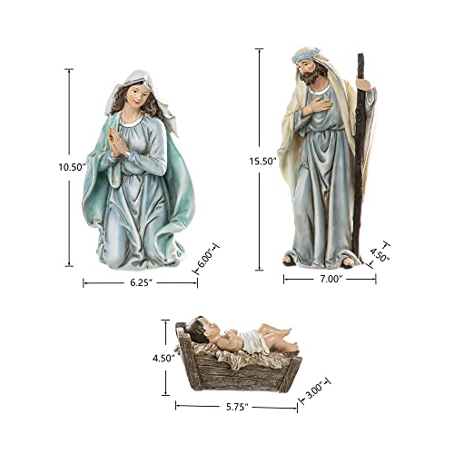 Image of Glitzhome 12Pcs Deluxe Blue Resin Nativity Figurines Set Christmas Ornaments Xmas Tabletop Scenes Figures Set Collectibles Countertop Statue Miniatures Decorative Crafts Accessories 15.5 inch x 45.00 inch