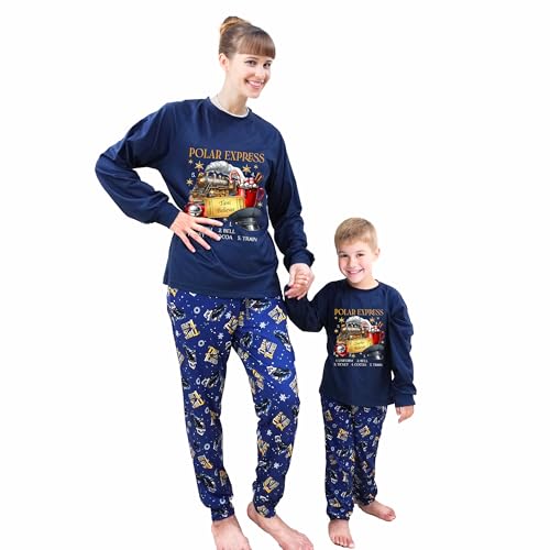 Polar Express Personalized Pajamas - Believe Ticket North Pole Train Set, Cozy Holiday Blue Pajamas