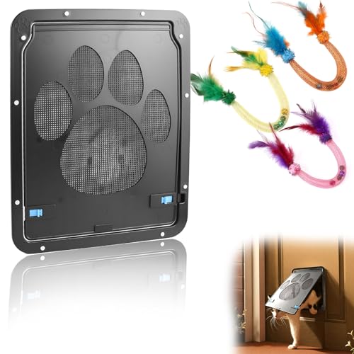 ABS Chattiere Porte Chat 29×24cm Rabat de Porte pour Chien et Chat Chatière pour Animaux de Compagnie pour Chiens et Chats de Petite et Moyenne Taille avec 3...