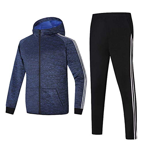 GEEK LIGHTING Men's Athletic Tracksuit Set, 2 Piece Jacket & Pants Sports Casual Running Jogging Sweatsuit (Blue, Medium)