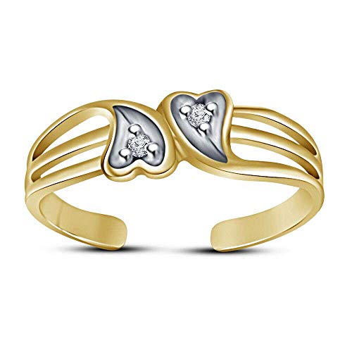 Elegant Touch 14K Yellow Gold Plated Diamond Double Love Heart Toe Ring Jewelry Gifts For Women #TOP8