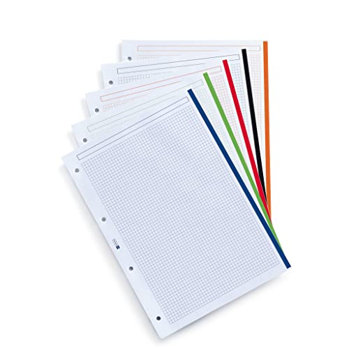Miquelrius - Folder na dokumenty A4 Emotions, segregator z 4 pierścieniami + 100 kartek A4 w kratkę, 5 mm, papier 90 g/m², zapięcie gumowe, kolor zielony kaki