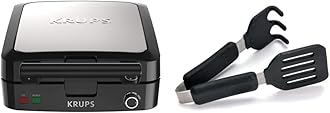 Krups 4 Slice Belgian Waffle Maker and Norpro Silicone Tongs Waffle Set