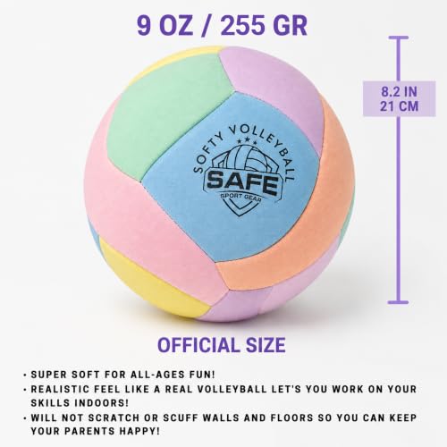 Image of Softy Volleyball - Super Soft Designed for Pain-Free Play - Awesome Kids Indoor Ball with a Realistic Feel and Bounce - Perfect Ball for House
