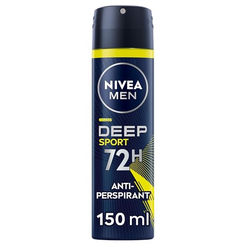 NIVEA MEN Deep Sport Spray Antitraspirante, 150 ml | Deodorante Spray Anti-traspirante da Uomo con Carbone Attivo, Protezione da Sudore e Odori per 72 Ore, Fragranza Energizzante