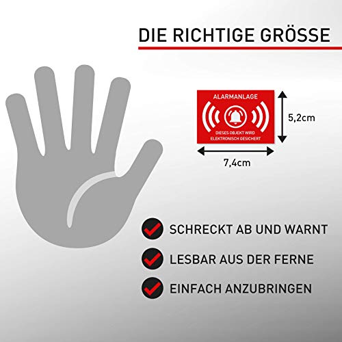 Videoüberwachung Schild Aufkleber (5 Stück, 15x15 Cm, Rot) – Wasserfest, UV- beständig, Für Fenster & Türen – Achtung