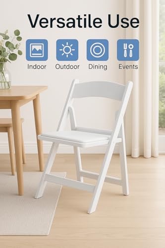 Image of BTEXPERT Resin Folding Chair Vinyl Padded Seat Indoor Outdoor Lightweight Set for Home Event Party Picnic Kitchen Dining Church School Weddings Set of 2