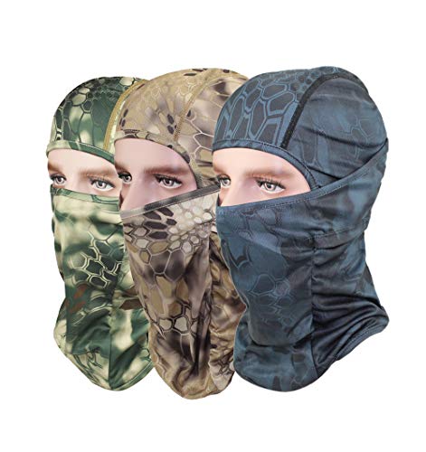 GANWAY Pack of 3 Outdoor Accessories Hat Hunting Fishing Cap Camouflage Balaclava Sun Motorcycle Face Mask