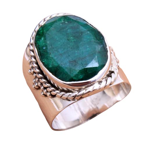 Emerald Ring, 925 Sterling Silver, Boho Ring, Handmade Ring For Woman’s, Anniversary Gift Ring, Beautiful ring, Boho Style, Birthday Jewelry, Statement Ring, Raw Emerald Jewelry