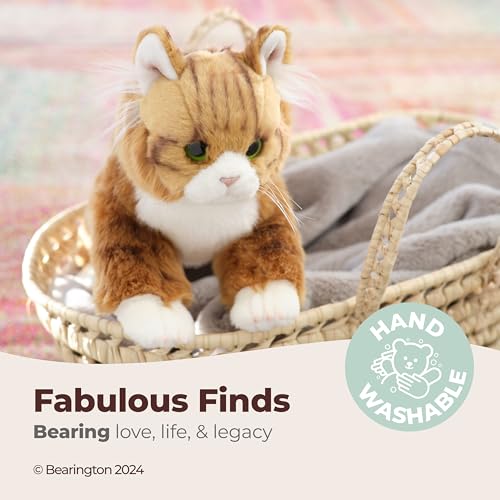 Image of Bearington Manny The Tabby Cat Plush, 10.5 Inch Orange Cat Stuffed Animal - Long Hair Tabby Realistic Plush