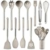 Keidason Kitchen Cooking Utensils Se, 12-piece Non-stick Silicone Kitchen Utensils Sets Heat-resistant, BPA-Free,Stirring Kitchen Tool Set -Khaki