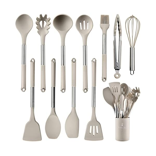 Keidason Kitchen Cooking Utensils Se, 12-piece Non-stick Silicone Kitchen Utensils Sets Heat-resistant, BPA-Free,Stirring Kitchen Tool Set -Khaki Keidason Kitchen Cooking Utensils Se, 12-piece Non-stick Silicone Kitchen Utensils Sets Heat-resistant, BPA-Free,Stirring Kitchen Tool Set -Khaki