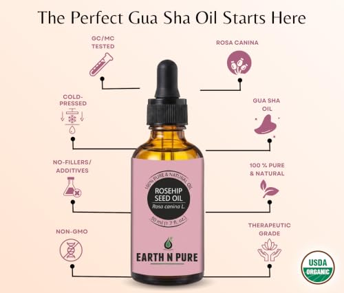 Image of Earth N Pure Rosehip Seed Oil | 100% Pure Natural Cold Pressed Carrier Oil | Premium Quality for Face, Hair, Skin, Nails, Body Massage & DIY Beauty Care | Hexane Free | 50ml