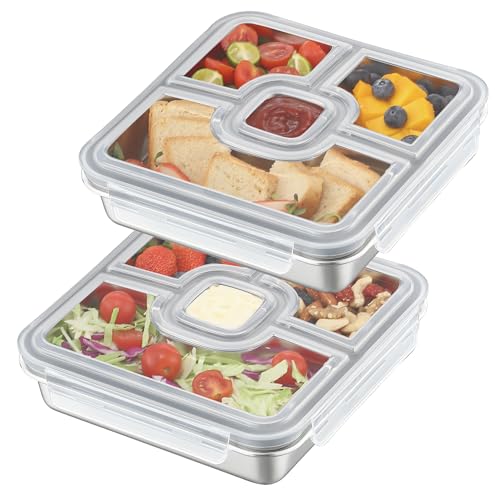 Misichao Lunchbox aus Edelstahl mit 4 Fächern –...