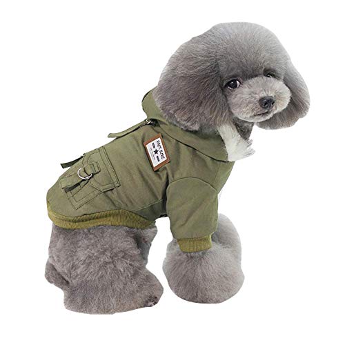 Rdc Pet Pet Hunde Kapuzenpullis Arbeitskleidung verdickter Hund insgesamt Hund Militäruniform Armee Sweater Baumwolljacke Pelzmantel für kleine Hund mittlere Hund (Grün,XL)