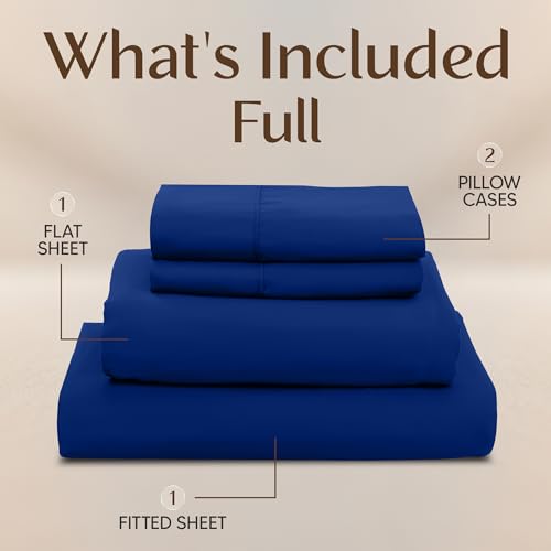 Image of Utopia Bedding Full Size Sheet Set - 4 Piece Bed Sheets, Soft and Breathable Microfiber, Includes 1 Fitted Sheet, 1 Flat Sheet and 2 Pillowcases - Oeko Tex (Royal Blue)