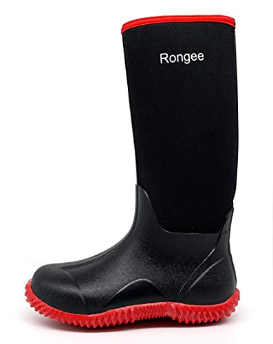 Rongee Rubber Boots for Women Waterproof Rain Boots Neoprene Insulated for Garden Outdoor Boots Mid Calf