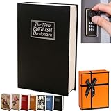 Book Shaped Security Lock Box, Book Safe Lock Box, Secret Fake Books Safe Combination Lock, Small Money Hidden Home Cash Stash Storage Hide Saving Diversion, Keep Cash, Passports (Style D,M)