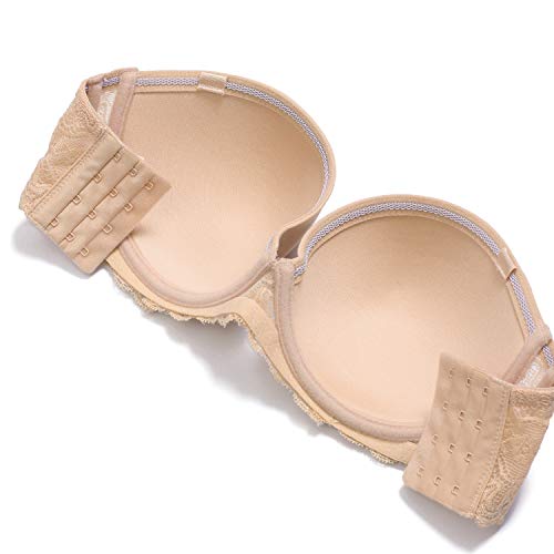 Plusexy Strapless Convertible Clear Straps Bra Underwire Invisible Backless Multiway Wedding Bras For Women Black 38C #TOP6